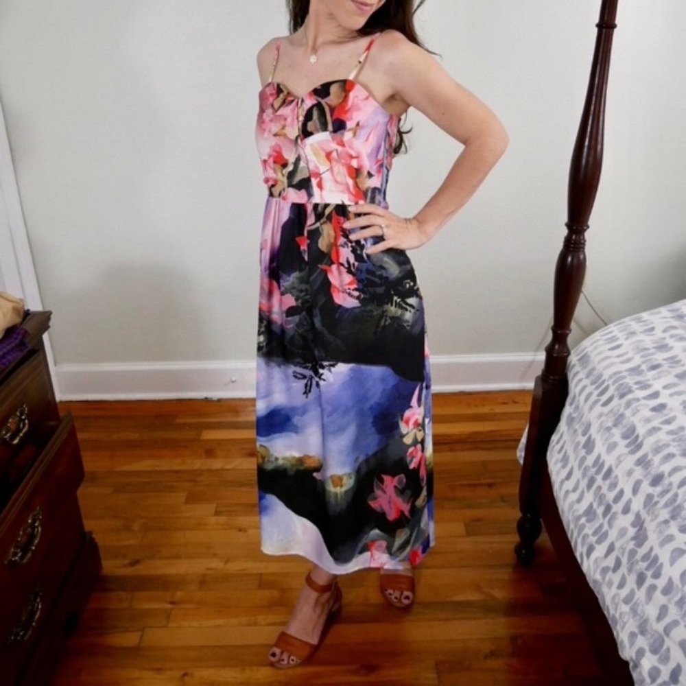 ANTHROPOLOGIE Floral, midi dress, wedding, spring